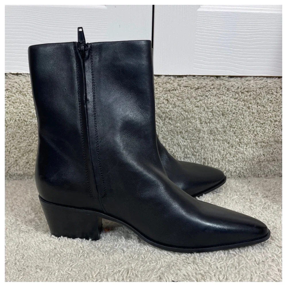 NWT! Zara BLOCK HEEL LEATHER ANKLE BOOTS
